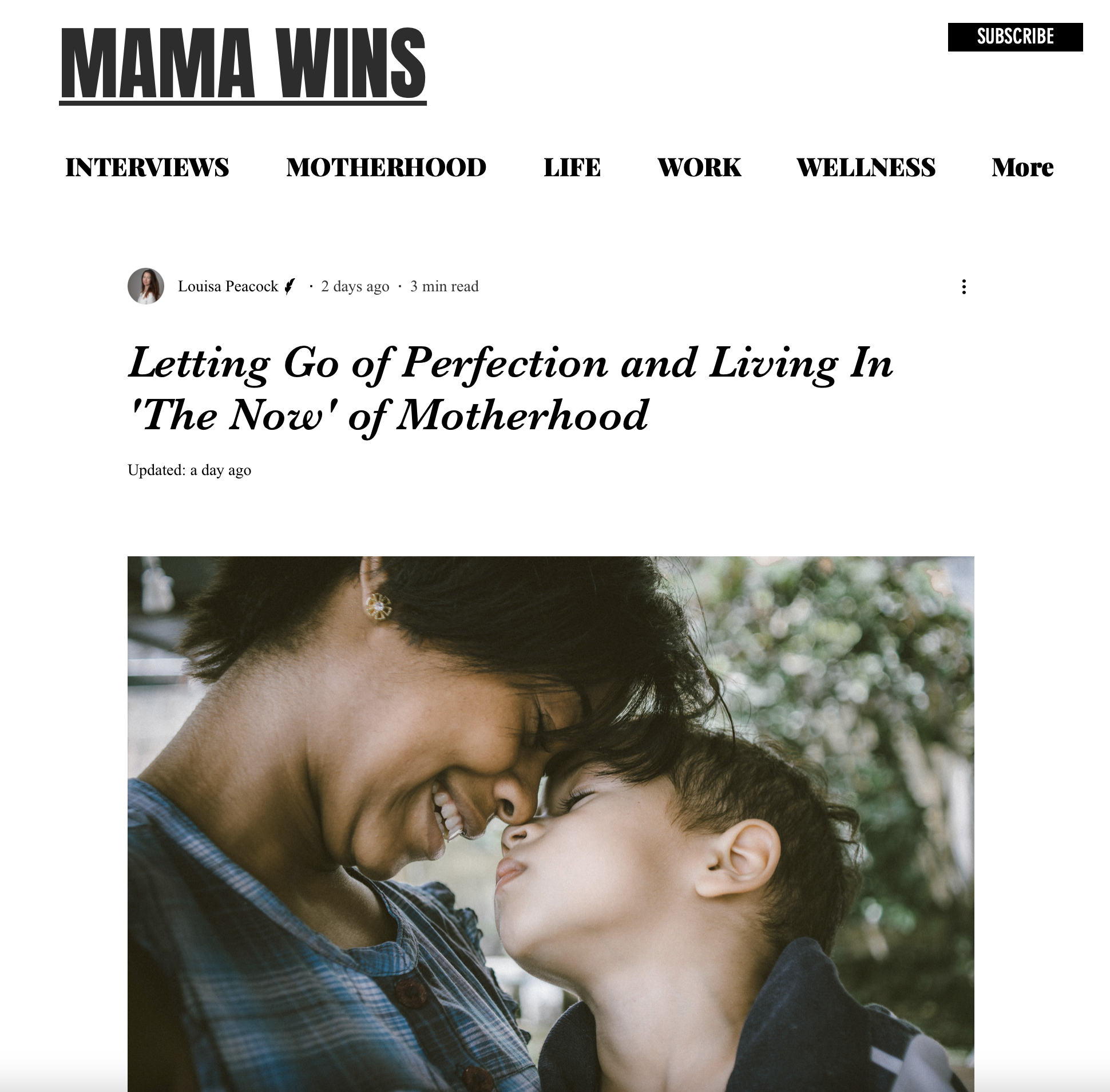 Pressure to be perfect: My article on letting go of perfection as a mum