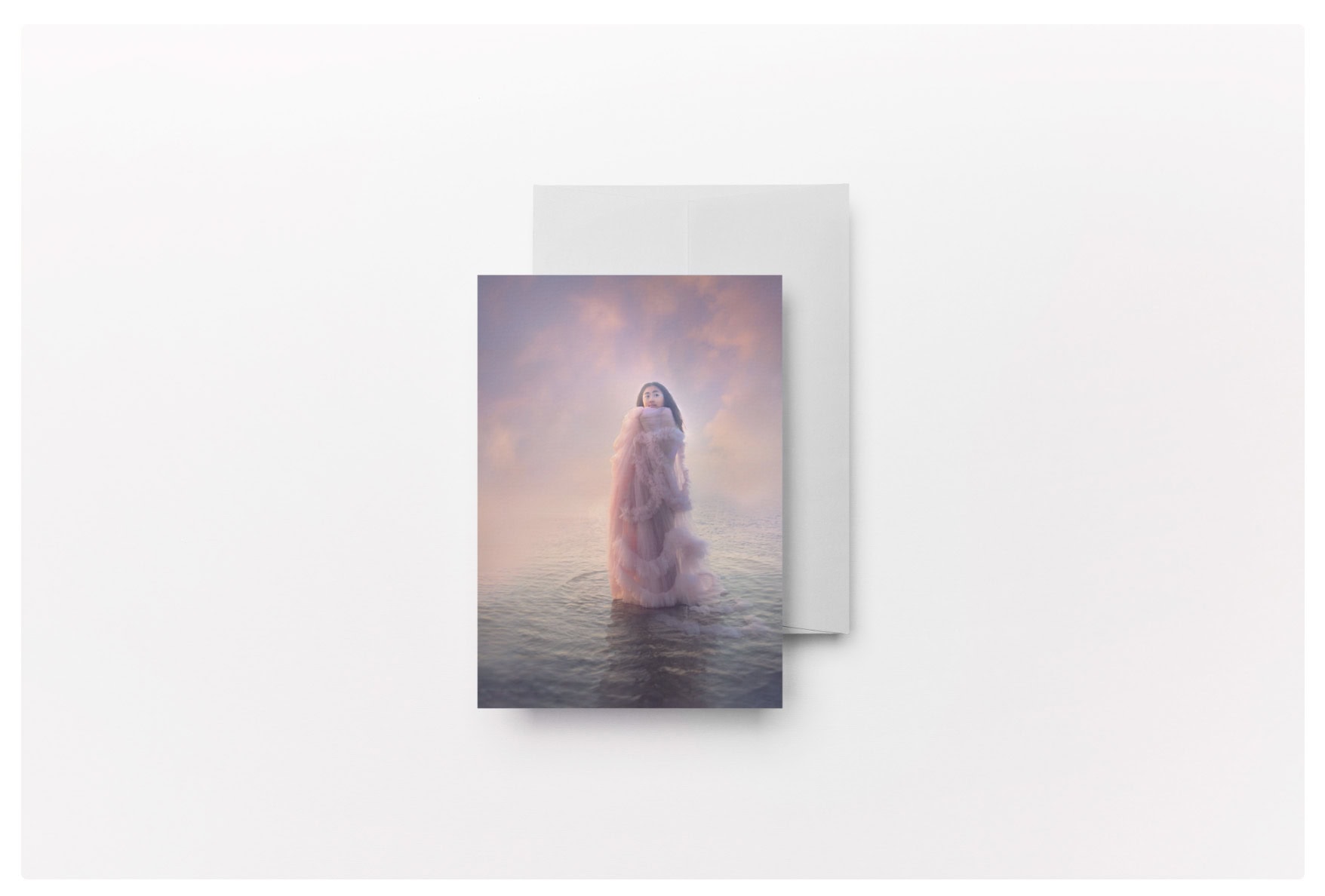 BREATHE cards set of 5 with calming ocean and sky imagery for mindfulness.