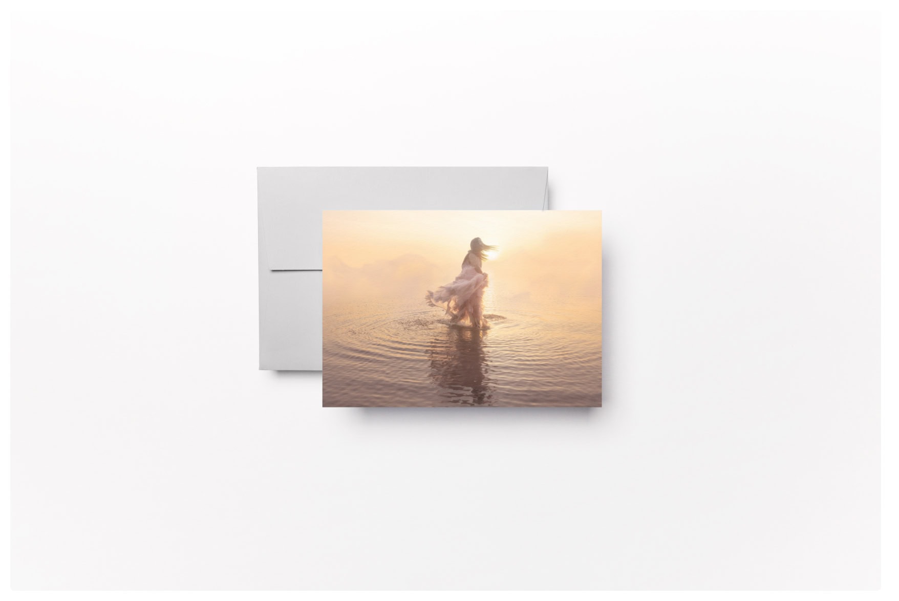 BREATHE cards set of 5 with a serene horse and water scene at sunset.